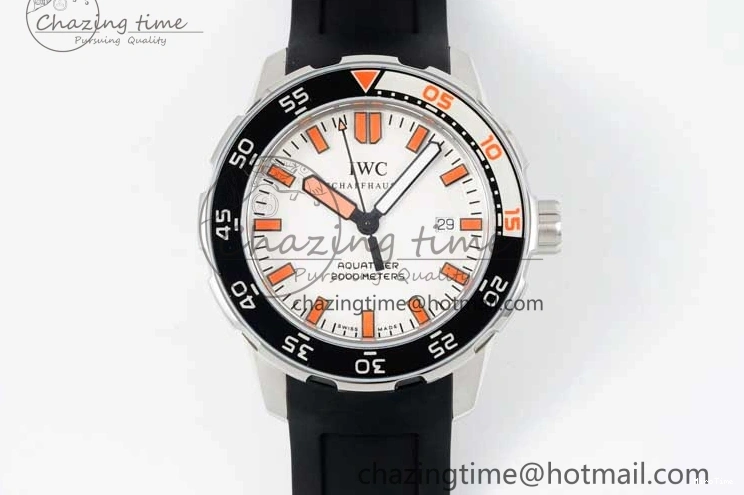 MIROTIME 0131 Aquatimer Automatic SS RSF 1:1 Best Edition White Orange Dial on Black Rubber Strap A Supportive 7069